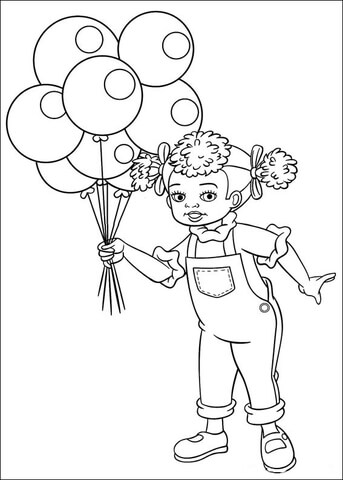 Dinah Doll Holds Balloons  Coloring Page